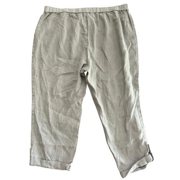 J.Jill Pure Jill Women's Green Garment-Dyed Linen Roll Tab Hem Crop Pant Size 2X - Picture 5 of 6